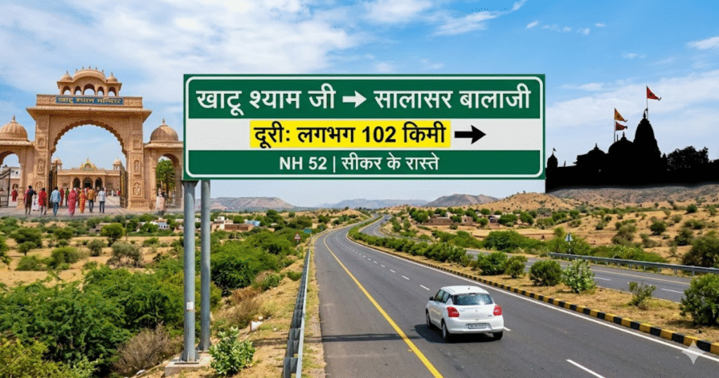 खाटू श्याम से सालासर बालाजी की दूरी कितनी है khatu shyam mandir to salasar balaji distance